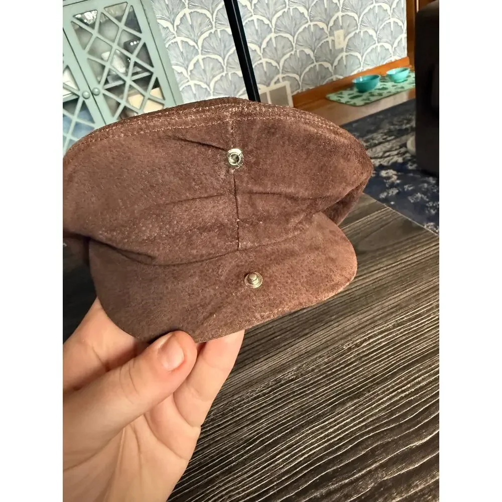 6/$25 Vintage New York Chocolate Brown Derby Newsboy Hat Genuine Suede - Picture 5 of 5